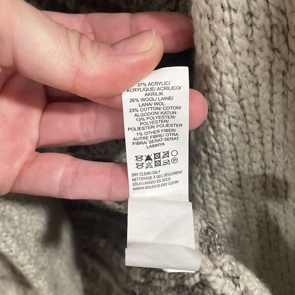 Lucky Brand Grey Cream and Brown Collared Open Front Wool Blend Cardigan- Medium - Picture 4 of 8